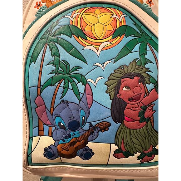 Loungefly Disney Lilo & Stitch Stained Glass Portrait Mini Backpack Boxlunch - Picture 4 of 8